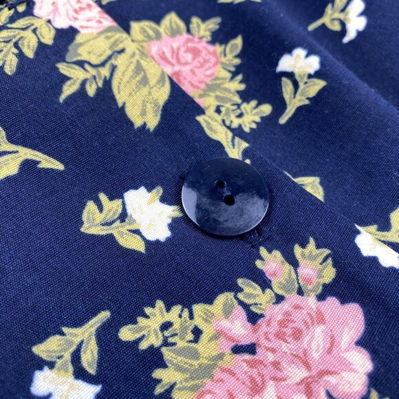 Jessica Scott VTG Floral Button Up Fitted Vest Tie Back Womens Small 90s Blue - Picture 9 of 12